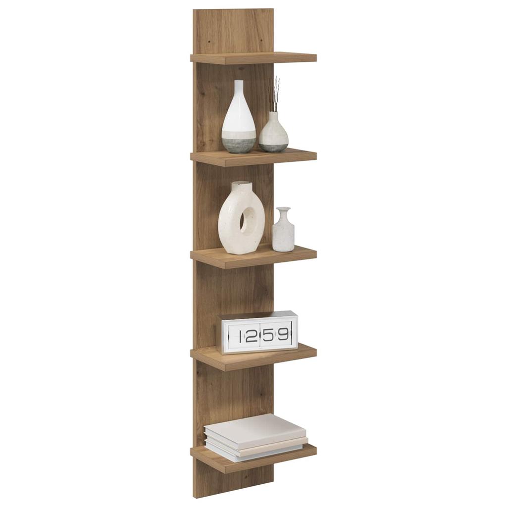 Wall Shelf 2 pcs Artisan Oak 22 x 15 x 100 cm Wood Material