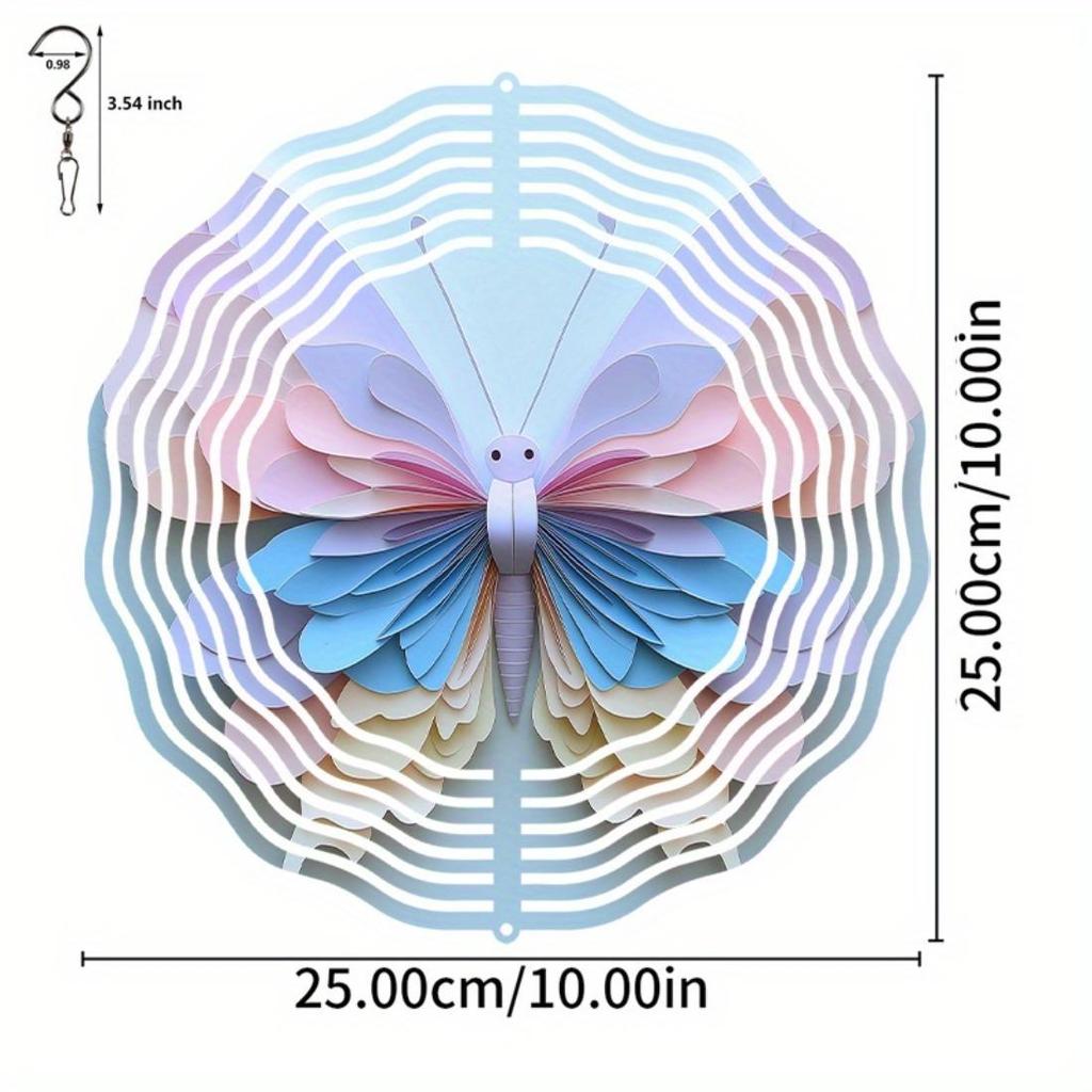 1pc 3D Mandala Flower Hanging Wind Spinner, Metal Garden Wind Chime, 360° Rotating Hook, Outdoor Yard Decor, No Electricity or Battery Needed