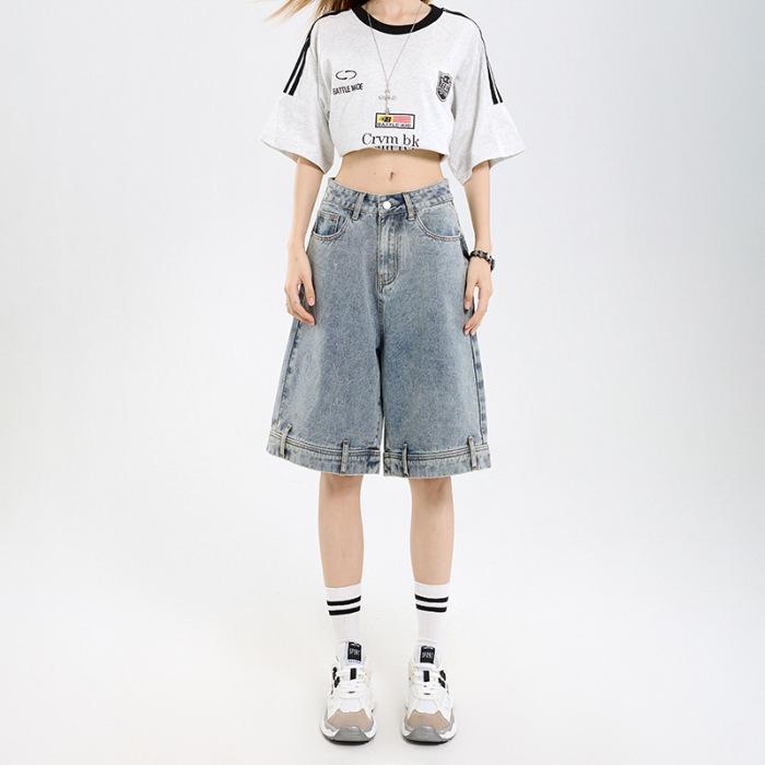Women's American Retro Wide-Leg Denim Shorts - Summer 2025 Fashion Trend