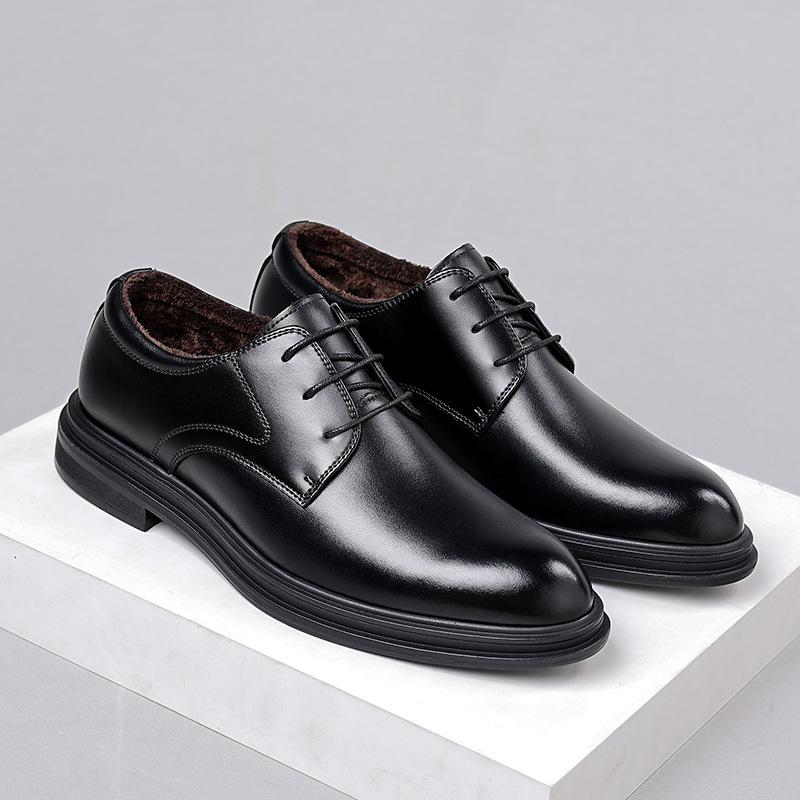 Кожаные туфли мужские осенне-зимние из коровьей кожи мужские бархатные туфли с подтяжкой 6 см деловые туфли кожаные туфли британские свадебные туфли