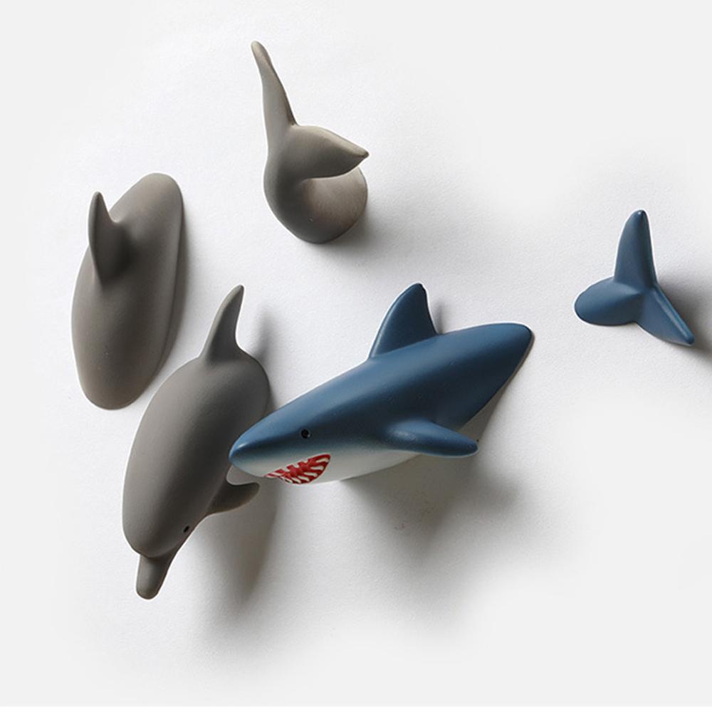 Marine Life Shark Dolphin Refrigerator Sticker 3D Three-Dimensional Personality Creative Design Message Sticky Note Decoration