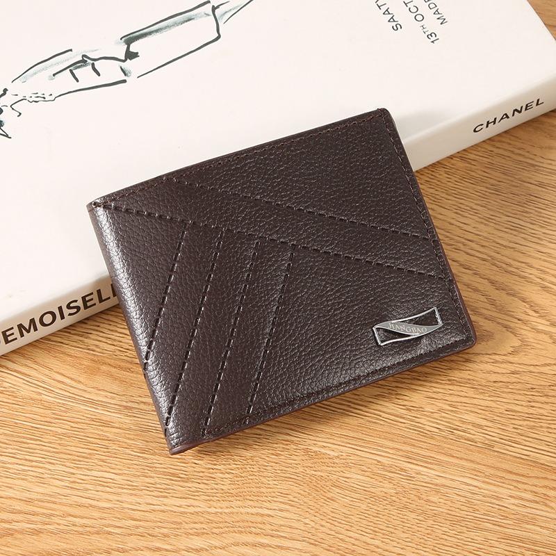 JA New Men's Wallet Short Multi-card Large-capacity Lychee Pattern Casual Wallet Straight