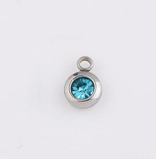 6.5mm Stainless Steel Birthstone Pendant - 12 Colors, DIY Jewelry Accessory