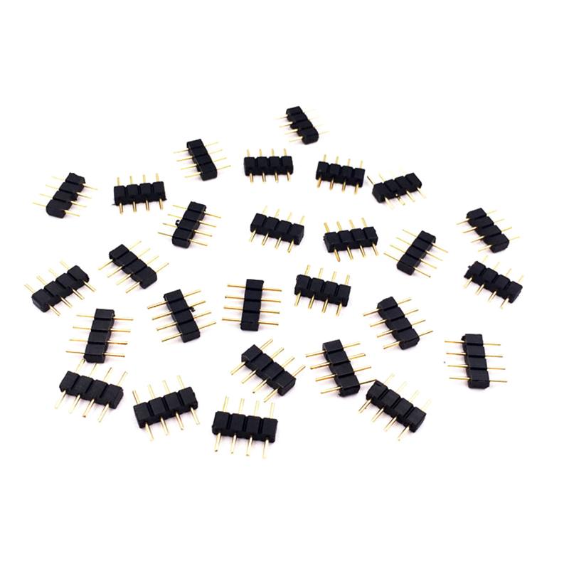 10Pcs/Lot 4 Pin Rgb Connector Adapter Pin Needle Male Type Double 4Pin,For Rgb 5050 3528 Led Strip Diy Lights Insert