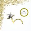 KODY PIERCING Носовой винт для пирсинга из 9-каратного золота, украшенный звездой из фианита CZ - драгоценный камень 3 мм - качественный пирсинг