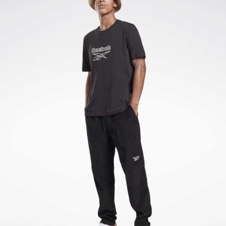 Reebok Повседневная дышащая футболка с круглым вырезом и коротким рукавом с логотипом, унисекс, черная GU3886