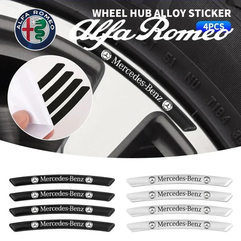 4Pcs Auto Wheel Hub Badge Tire Rim 3D Stickers For Mercedes Benz B/C/E/S Class A Class C200L GLC GLE CLA accessories Car Styling ZR1