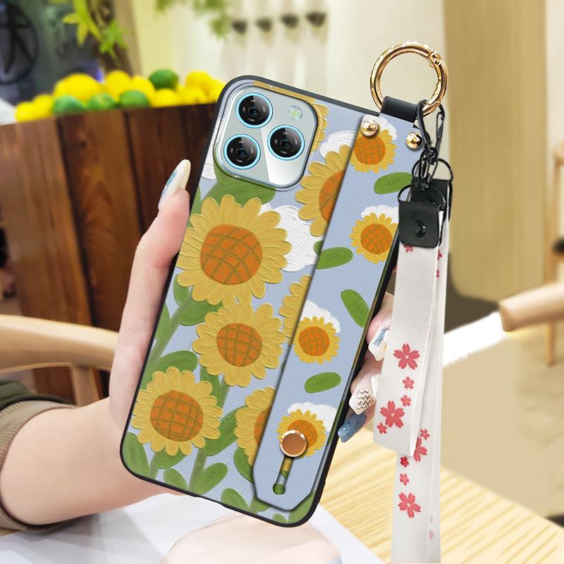 Soft case Oil Painting Phone Case For Blackview A95 Dirt-resistant Anti-dust Anti-knock Lanyard Flower Kickstand Durable