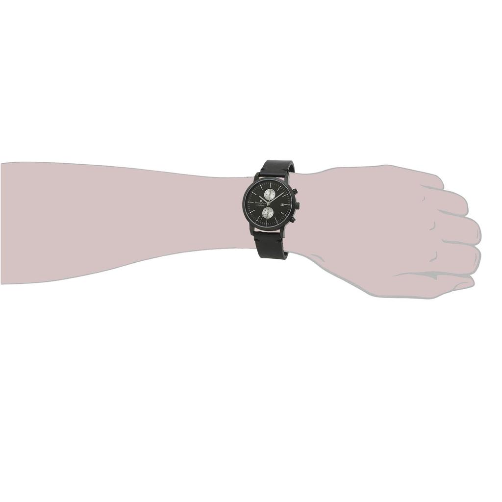 Часы унисекс простые тонкие аналоговые кварцевые хронографы с кожаным ремешком черного цвета BKBK [Salvatore Marra] мужские женские