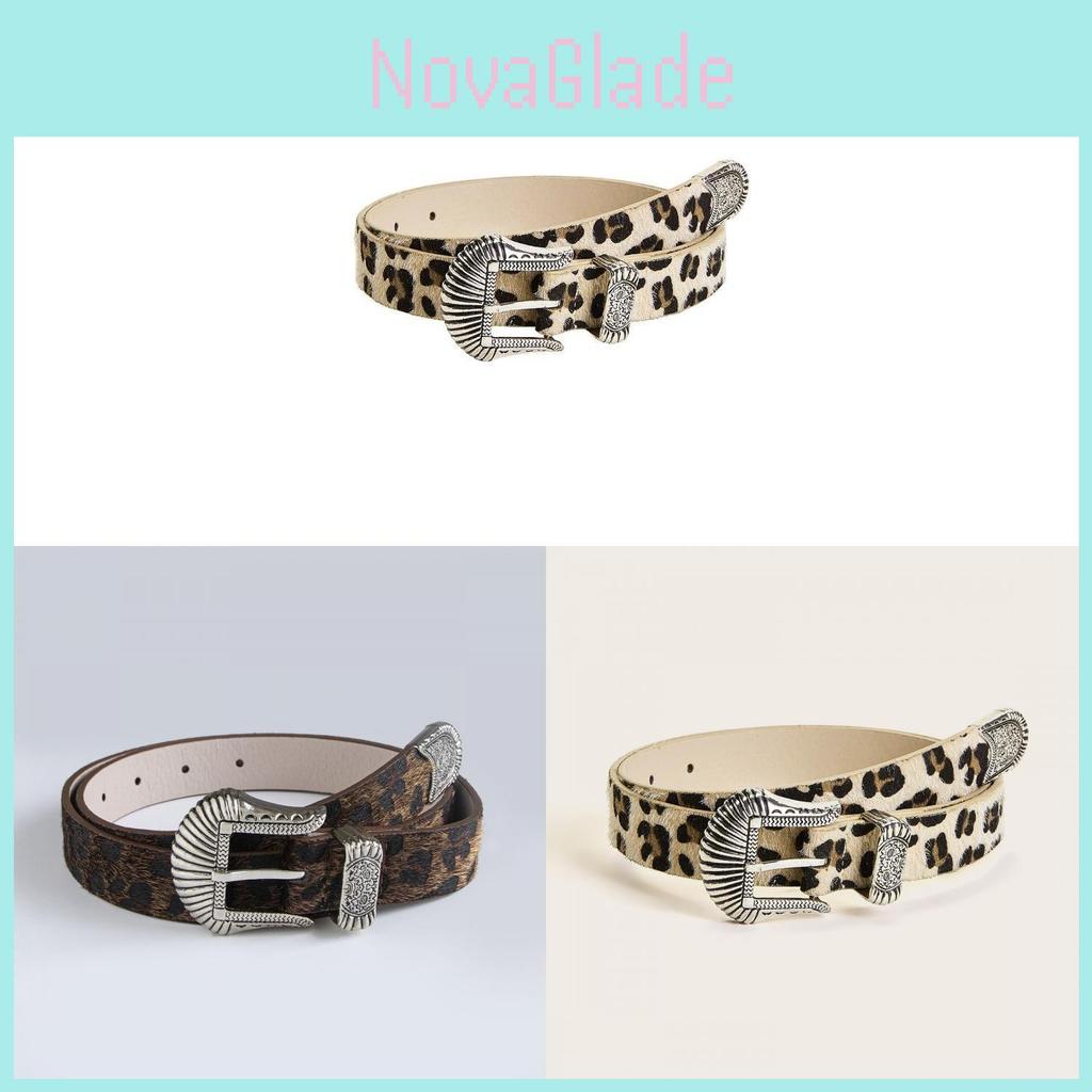 Ремень с принтом леопарда из ПУ-кожи с винтажной гравировкой и металлической пряжкой для уличного стиля