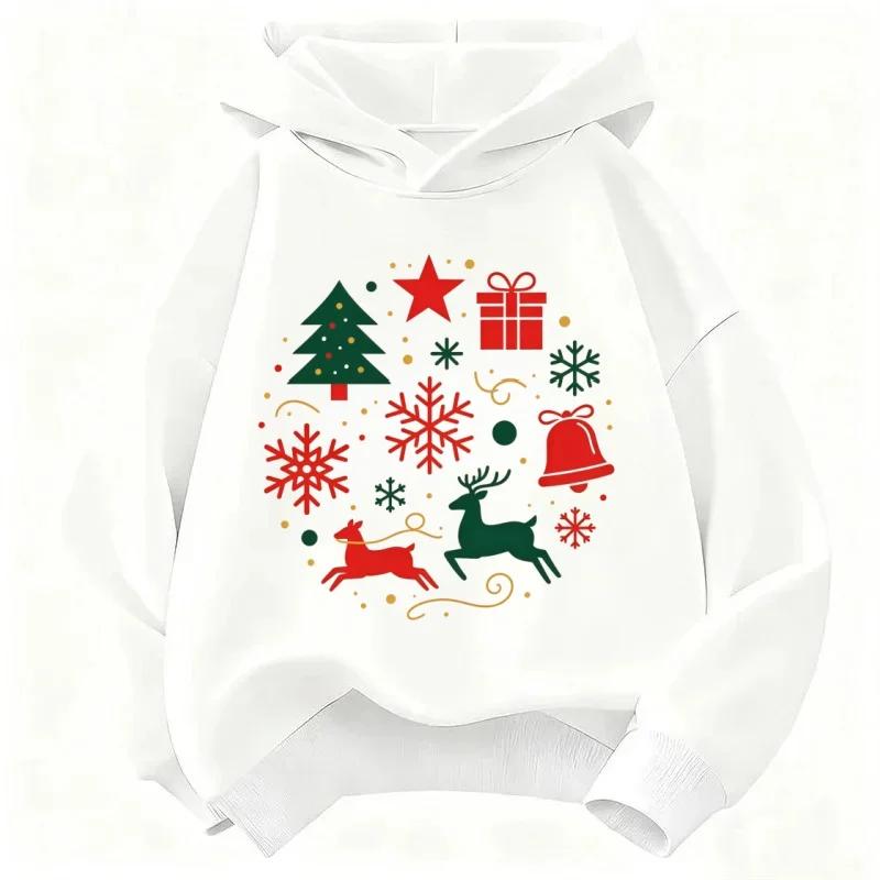 New Christmas Fashionable Cartoon Print Hoodie for Kids Autumn/WinterWarm Sweatshirt for Boys and Girls Bestseller for Christmas