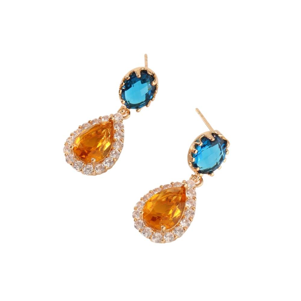 1 пара роскошных цветных кубических циркониевых сережек-капель для женщин, серьги-гвоздики, ювелирные изделия, аксессуары для свадебной вечеринки