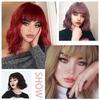 MISS WIG Женский короткий волнистый парик с челкой, платиновый блондин, цвет омбре, парик из синтетического волокна для женщин, повседневная одежда