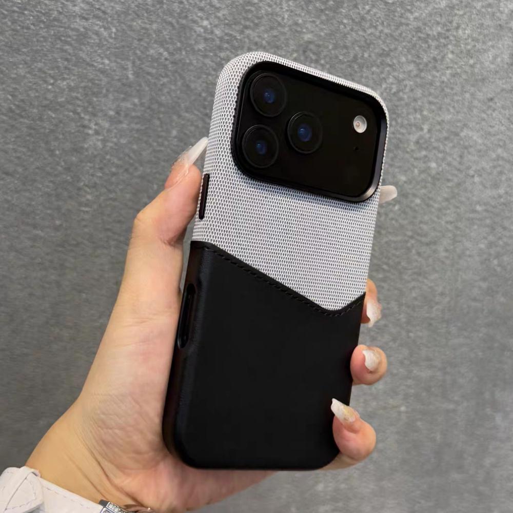 Магнитный чехол со вставками для карт, текстурой из кожи и ткани, для iPhone 17 Pro Max Air 16 Plus 15 14 13 12, для чехлов Magsafe