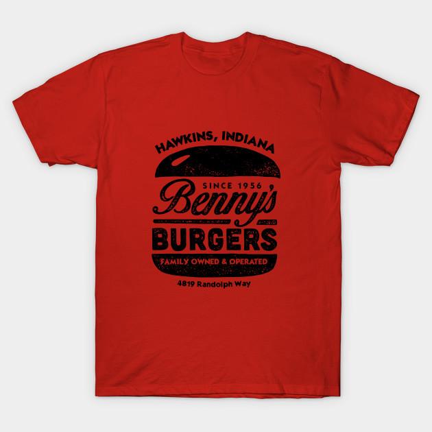 Men Black Print T-shirt Benny'S Burgers (Black) No-Cut Transfer Paper Print Cotton Tshirt