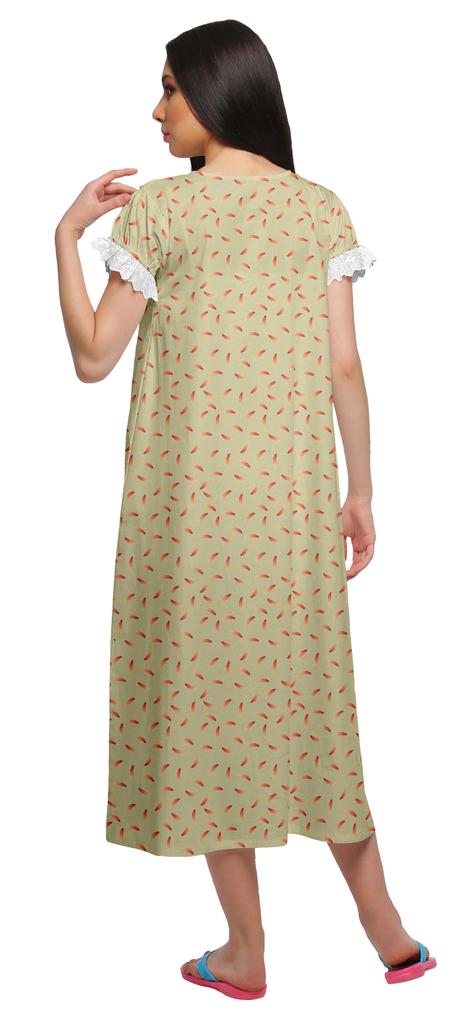 Moomaya Женская ночная рубашка с V-образным вырезом для кормления, хлопковая ночная рубашка А-силуэта с принтом