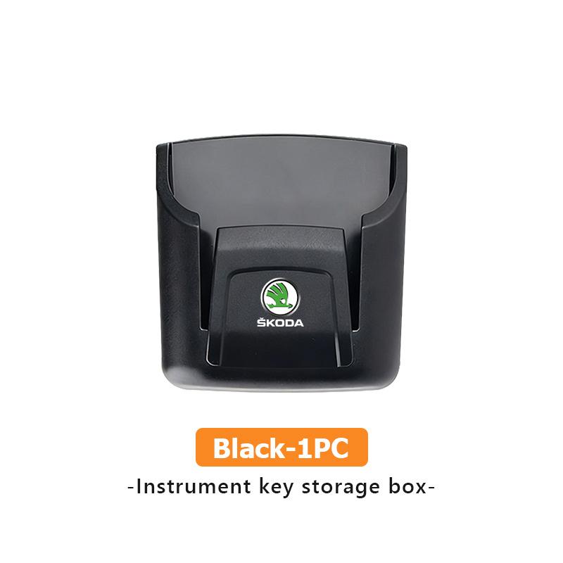 AAABT1 Car Interior Storage Box Dashboard Organizer Adhesive Mount ID Card Key Holder For Skoda Kodiaq Fabia Kamiq Karoq Octavia 2 3