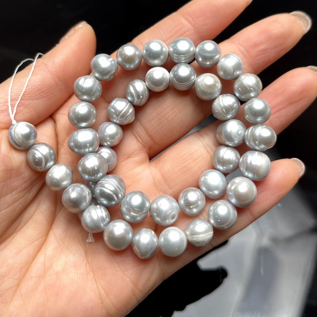 Подвеска своими руками, серая, прошитая жемчуговая жемчужина для изготовления ювелирных изделий, ожерелья, сережек, браслета, аксессуаров, длина 36 см