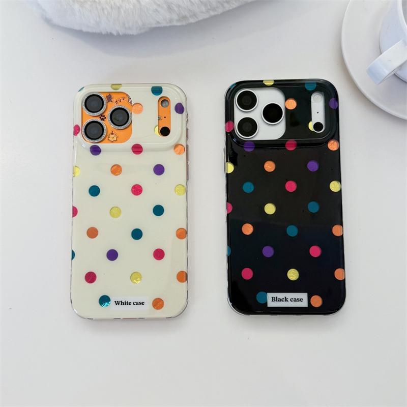 Новый ударопрочный чехол 2026 года для iPhone 15 16 17 Pro Max, цветной с принтом в горошек, с тюлевым бантом, PopSocket, чехол с большим окном