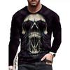 Spring and Autumn Horror Skull Pattern 3d Printed O-Collar Long Sleeve Loose Vintage Printed Men's T-shirts