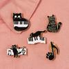 Adorable Cat Shaped Brooch Displaying Creative Cartoon Piano Notes With Unique Charm