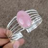 Rose Quartz Gemstone Handmade 925 Sterling Silver Cuff Bangle Adjustable KKG-190