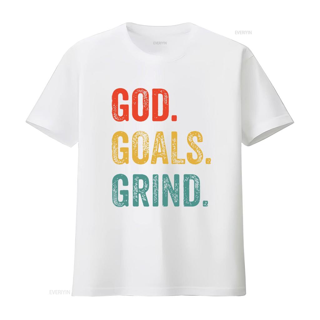 Womens God Goals Grind Christian Workout Fitness Gym T Shirt Black Small vintage Washed Versatile Stretched Soft fashion