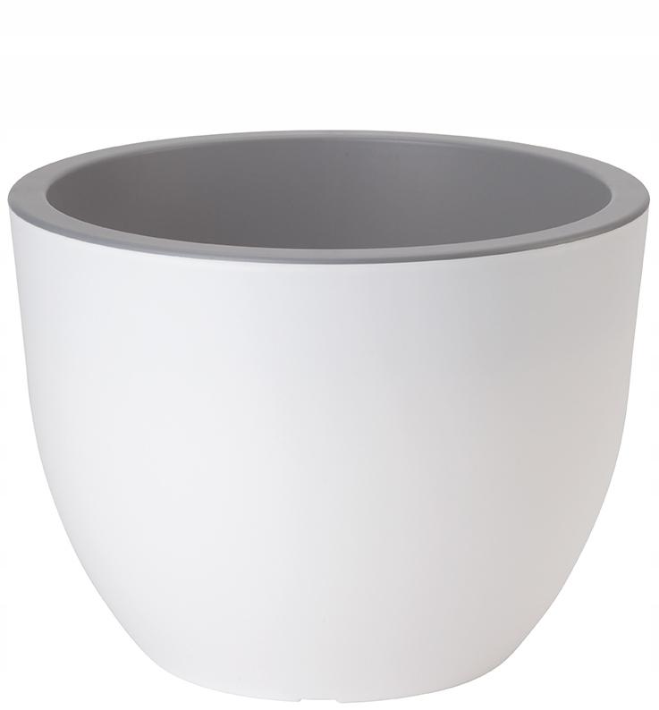 Muna 30 two-color round flowerpot | White+concrete