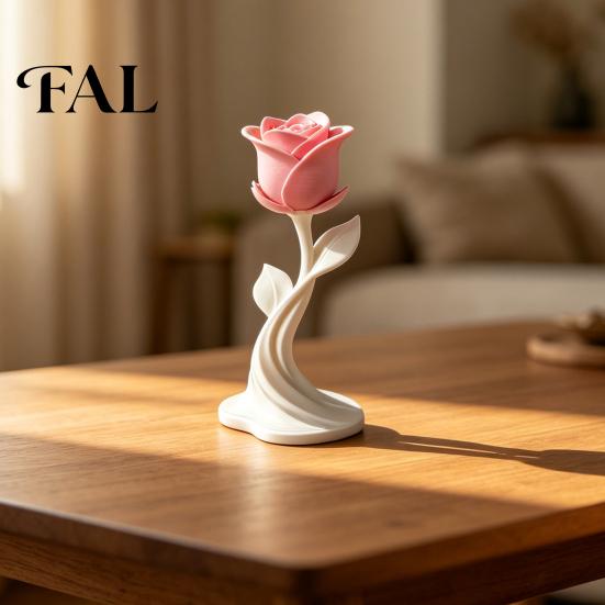 Desktop Ornaments Modern Rose Sculpture, 3D Printed Minimalist Floral Decor, Abstract Valentine Day Gifts Flower Statue for Home Office, Elegant