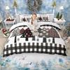 Homewish Kids Christmas Duvet Cover Set for Boys Girls, Xmas Tree Gingerbread Comforter Cover, Red Farm Truck Bed Set