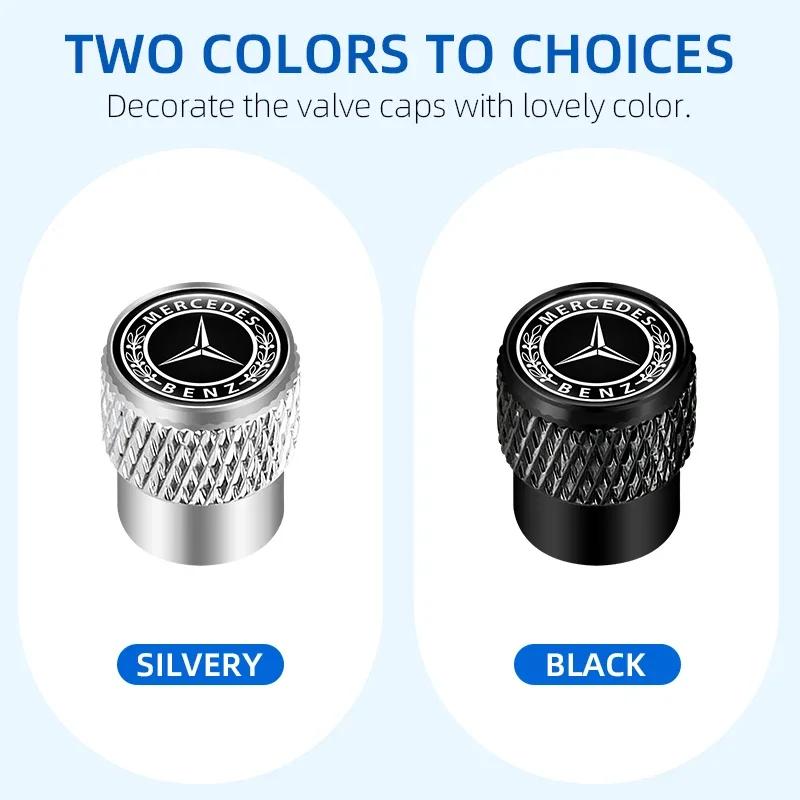 For AMG Benz 4Pcs Car Tire Valve Stems Cap Knurling Style Tire Valve Cap for Mercedes Benz W211 W204 W210 W203 CLA GLA