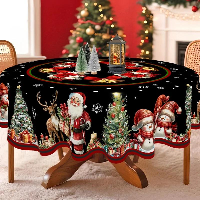 Xmas Table Decorations Christmas Tablecloth for Home Kitchen Dining, Winter Holiday Navidad New Year Festive Decor
