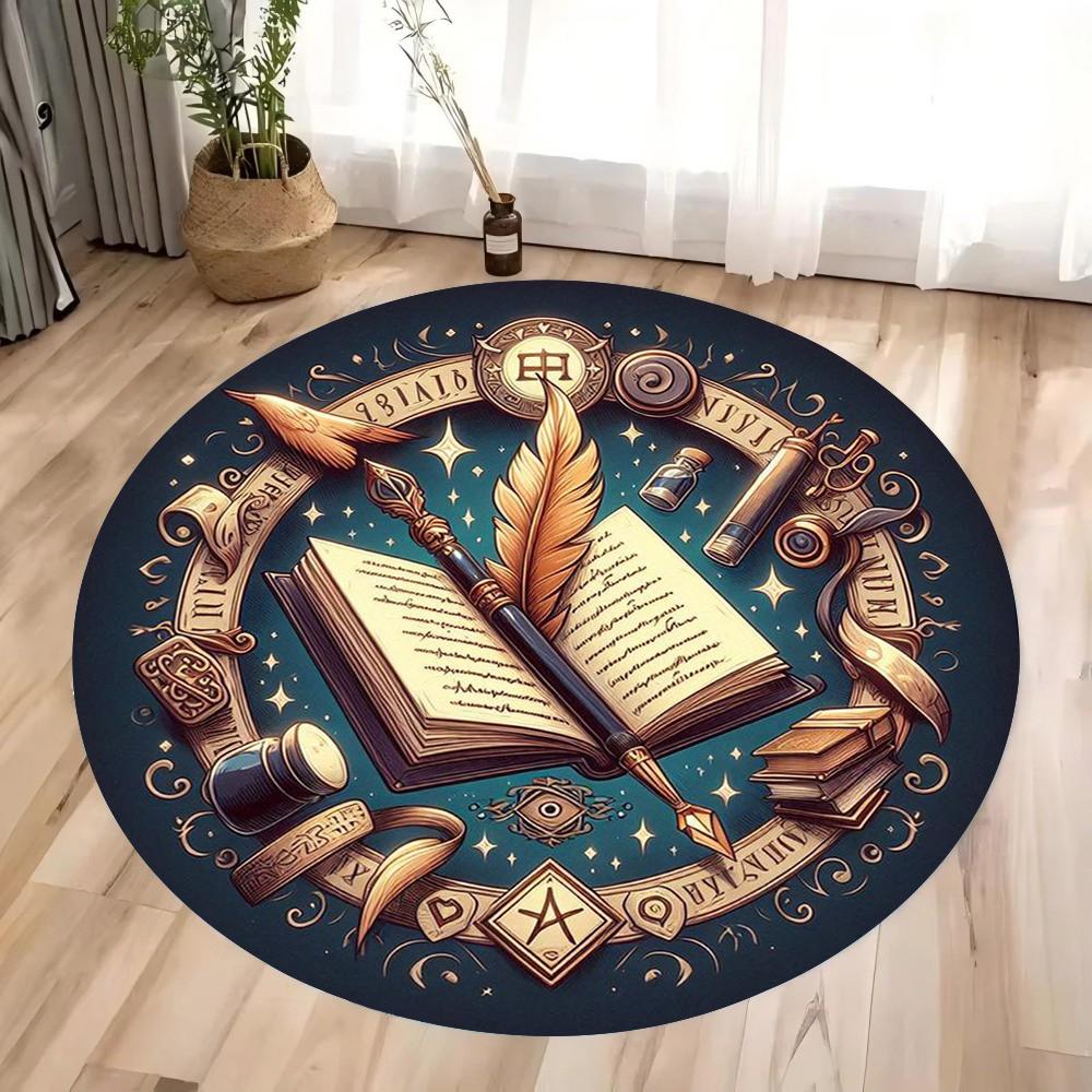 Волшебная шляпа и старинная древняя книга круглый ковер спальня гостиная противоскользящий коврик для пола украшение дома студия йоги