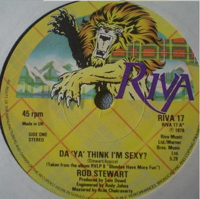 7-дюймовая пластинка ROD STEWART - Da 'Ya' Think I'm Sexy? RIVA17 Riva 1978 Великобритания Рок Б/у