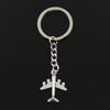 Fashion 30mm Key Ring Metal Key Chain Keychain Jewelry Antique Bronze Silver Color Plated Airplane Plane 27x21mm Pendant