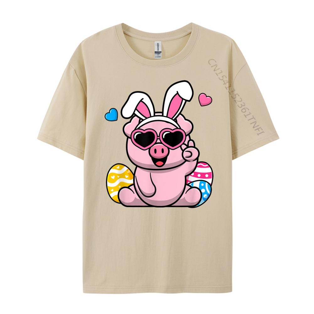 Cute Pig Bunny Ears Easter Day Boy Girl Plain Shirt Cheap Graphic Shirts Natural Mens Designer Clothes Tops Tees