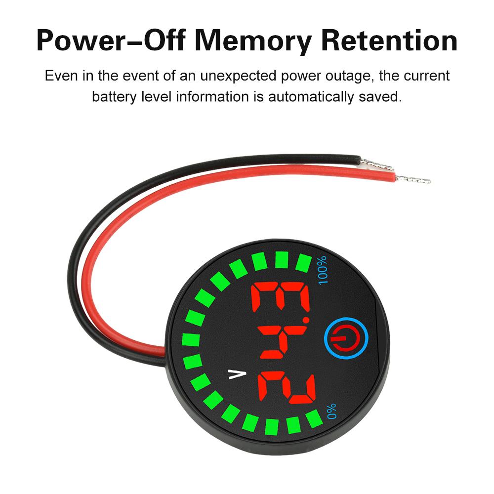 Universal Lithium Battery Tester Circular LED Indicator with Power-Off Memory Function for EVs Energy Storage Systems DC 7-55V