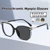 Women Luxury Shining Pochromic Glasses Unisex Men Fashion Color Changing Myopia Eyewear Female Outdoor Anti-UV Eyeglasses