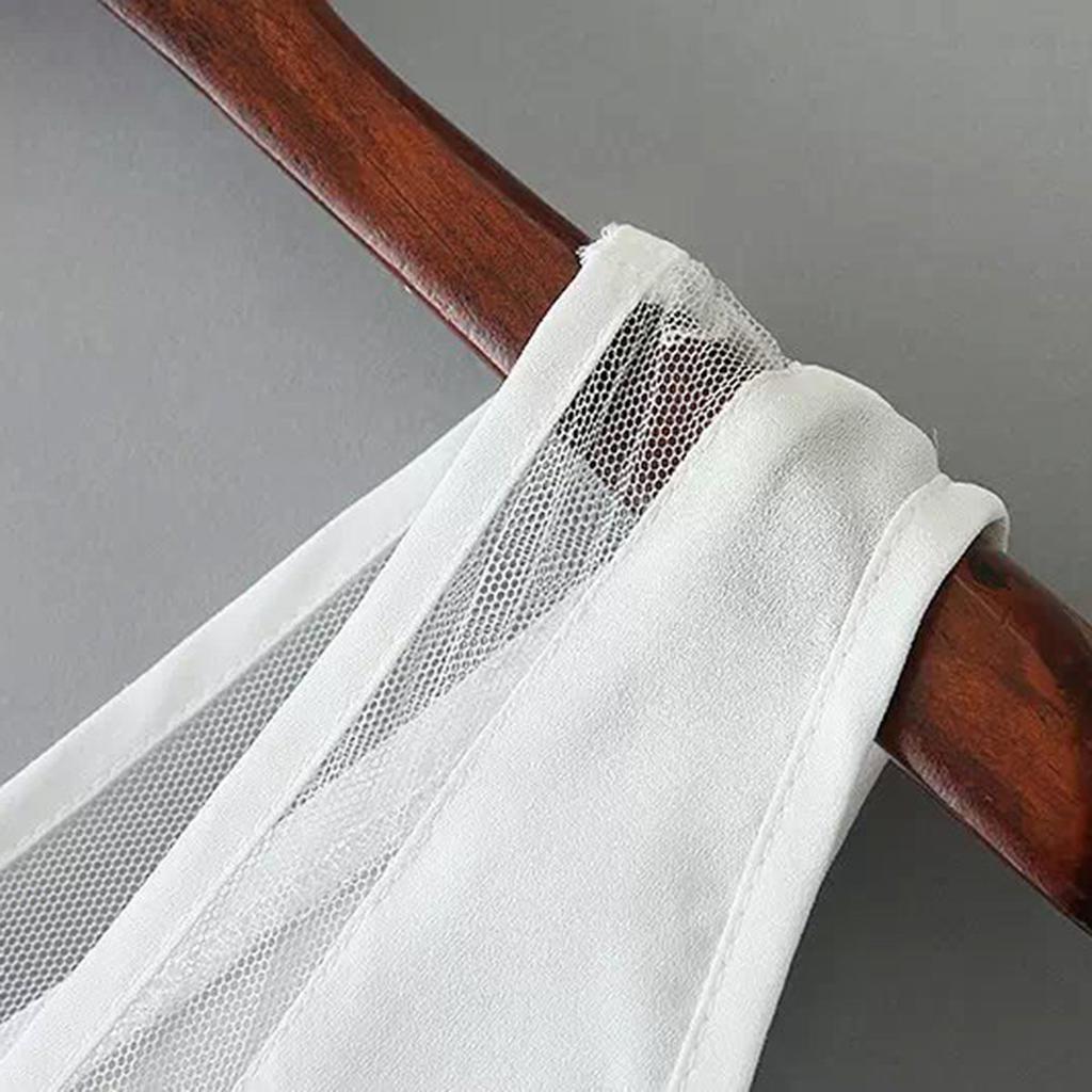 Топ женский шифоновый жилет Blusas Топы без рукавов Лоскутная футболка V-образный вырез Нижняя кофточка Прозрачная сетка Летняя повседневная майка