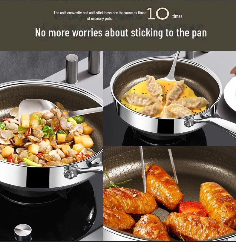 Сковорода из нержавеющей стали 316L с антипригарным покрытием для индукционных плит — идеально подходит для жарки во фритюре, блинов и омлетов