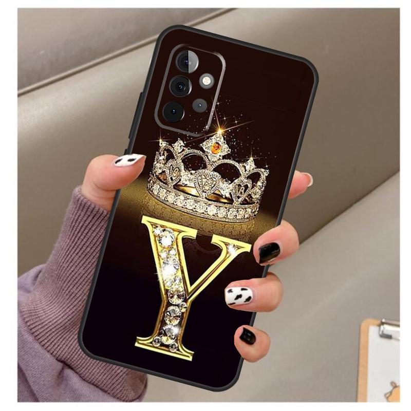 Чехол с золотым мраморным монограммой буквы для Samsung Galaxy A56 A16 A26 A36 A06 A52 A53 A33 A13 A34 A54 A14 A15 A35 A55 A22 A32