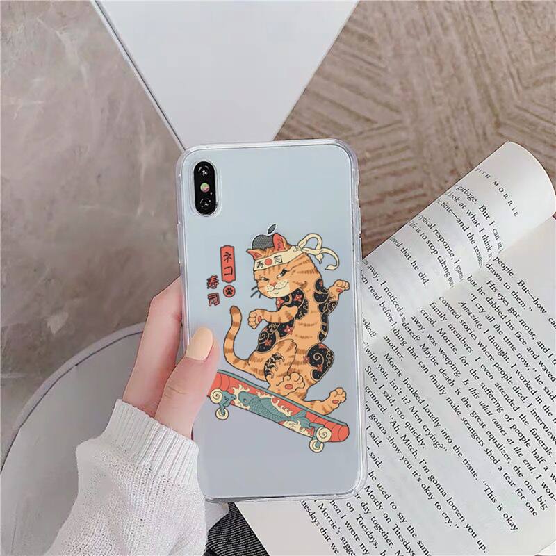 Чехол для телефона JAMULAR Neko Ramen Japan Cat Anime для iPhone 11 12 13 mini pro XS MAX 8 7 6 6S Plus X 5S SE 2020 XR, прозрачный чехол