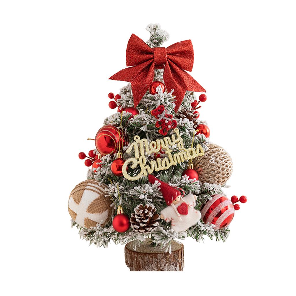 Настольное украшение «Рождественская елка» Офисный праздничный декор Мини-рождественская елка с искусственным снегом и светодиодным шаром для столешницы