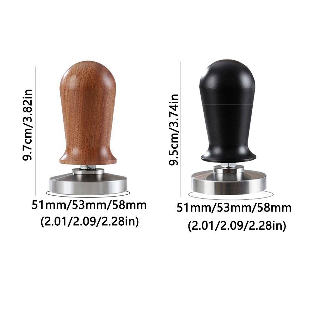 Stainless Steel Base Coffee Tamper 51/53/58mm Flat Bottom Coffee Powder Press Wooden Handle Non-slip Coffee Leveler