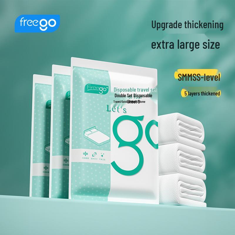 Дорожный одноразовый постельный комплект Freego: Постельное белье, пододеяльники и наволочки, банные полотенца.
