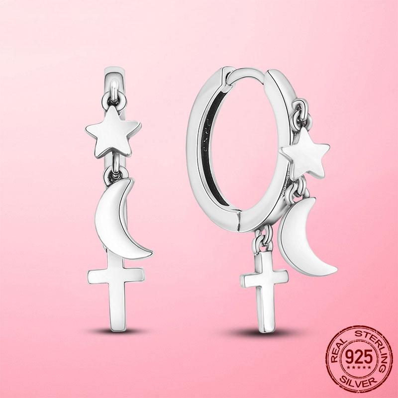 Новые серьги-кольца из серебра 925 пробы с подвесками для женщин, модные большие круглые модные серебряные серьги, изготовление ювелирных изделий