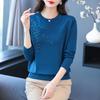 Autumn Winter Middle Aged and Elderly Mothers' Women's Knitted Sweater Loose Slimming Round Neck Sweater Base Sweater