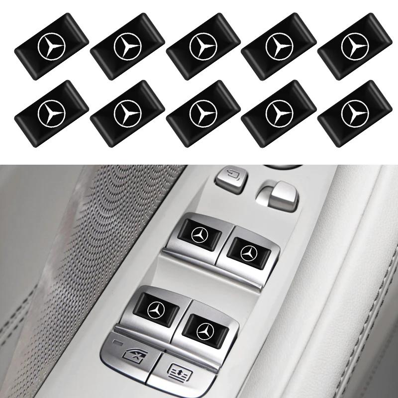 10Pcs Car Epoxy Resin Interior Sticker Car Logo Emblem Decal Decoration For Mercedes Benz W212 W213 W205 W177 W247 W176 X253 etc
