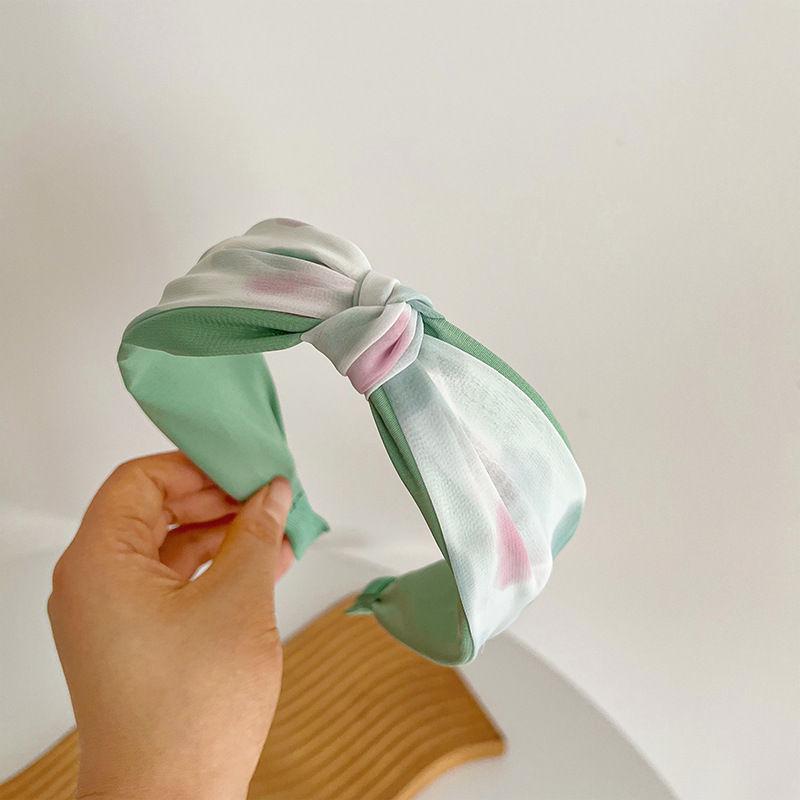 Cross Wide Simple Headdress Satin Chiffon Fabric Knotted Edge Headband Hair Accessories