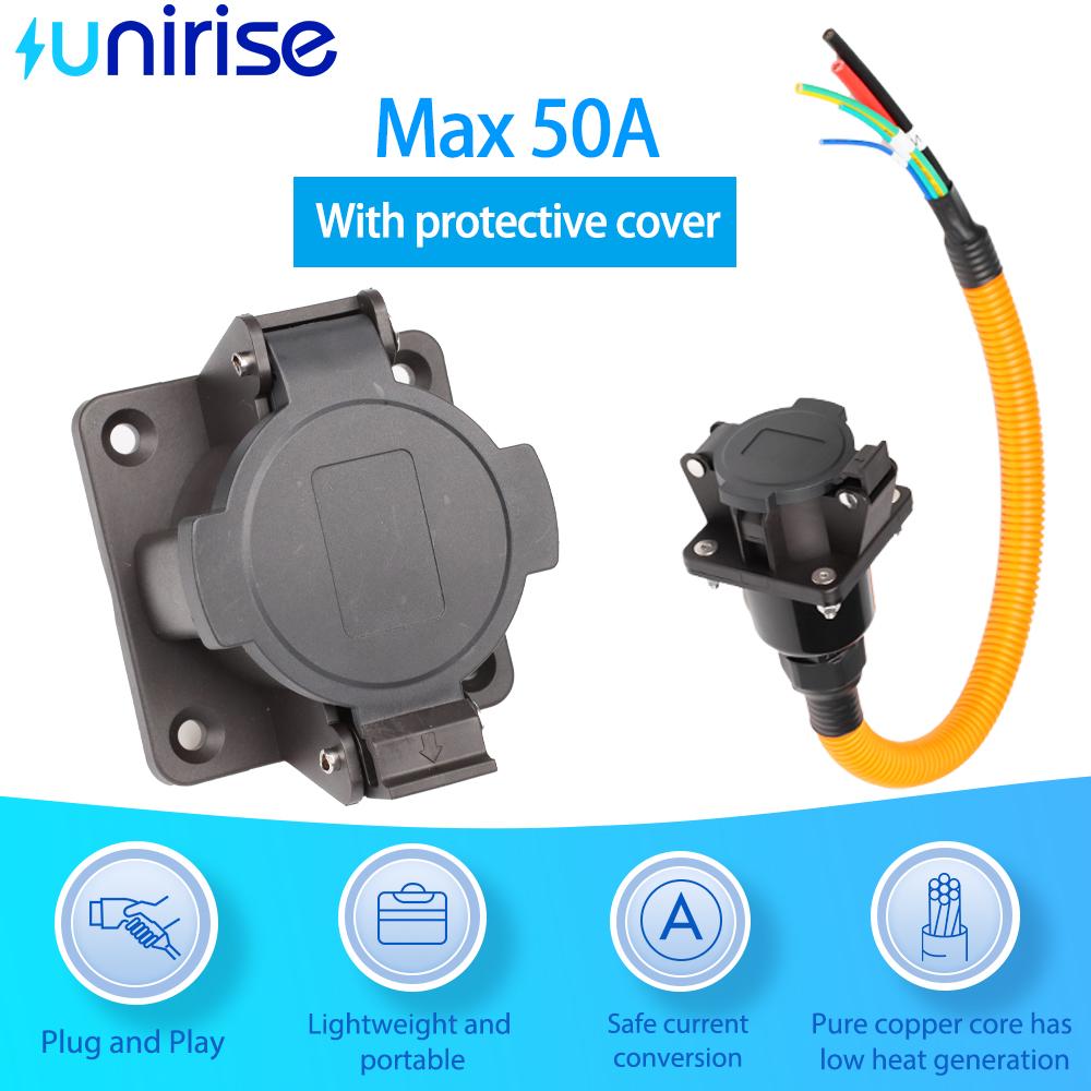 Type1 SAE J1772 Electric Vehicle Charging Socket 16A 32A 50A EV Connector 0.5M 1M Cable USA Car Charging Socket